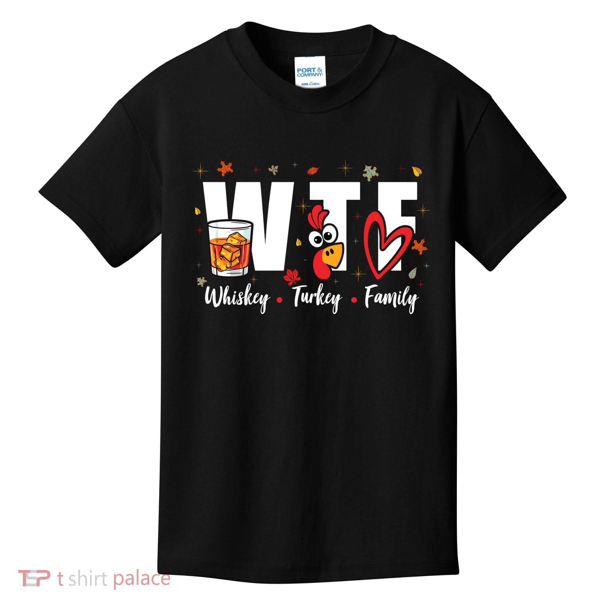 Funny Whiskey Turkey Family Bourbon Lovers Thanksgiving Kids T-Shirt