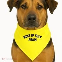 Funny Woke Up Sexy Again USA-Made Doggie Bandana thumb 1