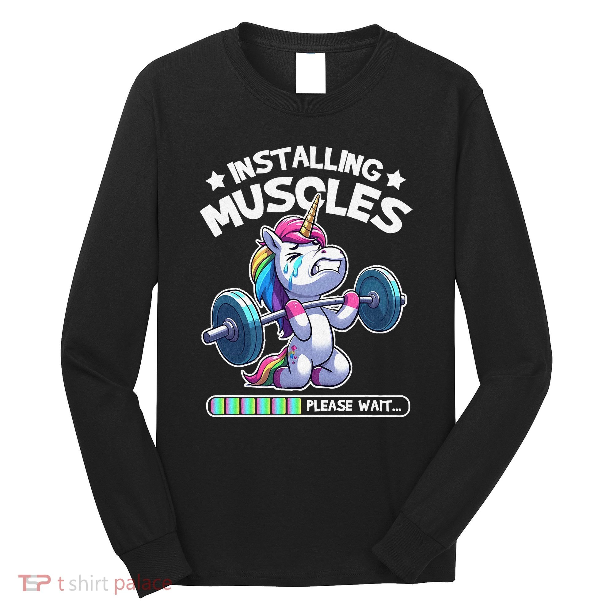Fitness Weightlifting Unicorn Gym Workout Weight Training Long Sleeve Shirt