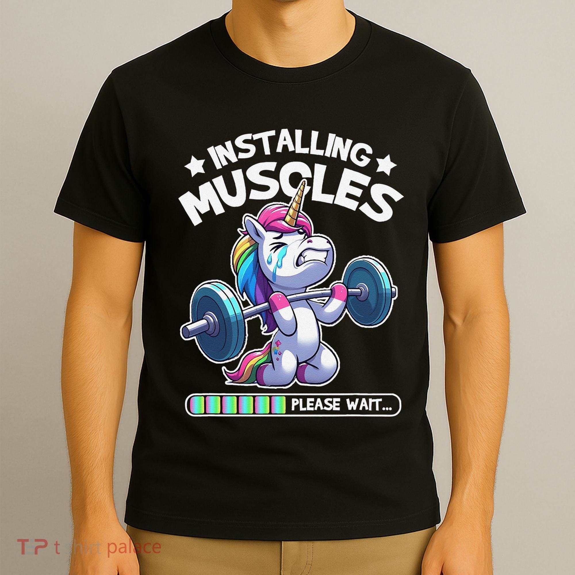 Fitness Weightlifting Unicorn Gym Workout Weight Training T-Shirt