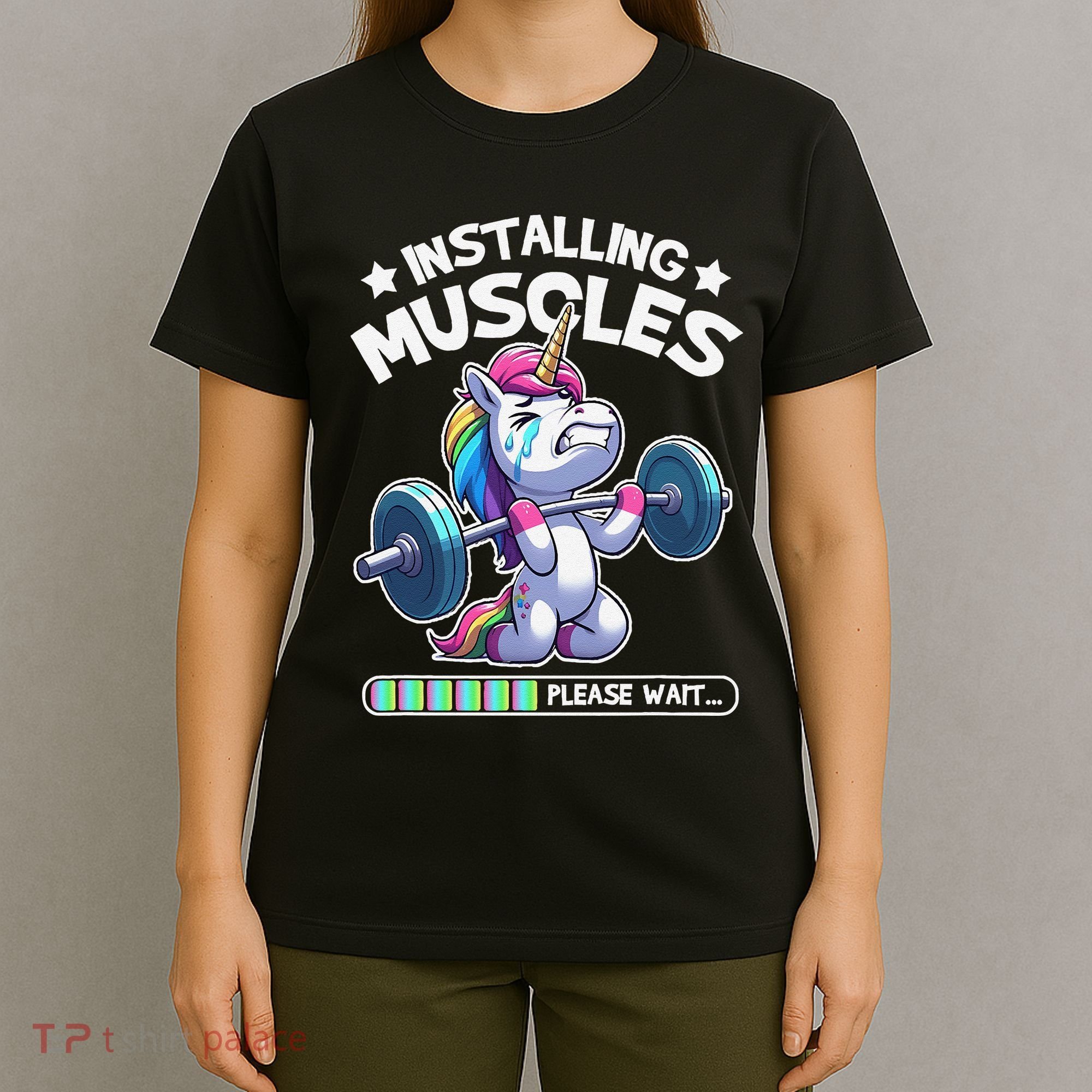 Fitness Weightlifting Unicorn Gym Workout Weight Training T-Shirt