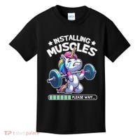 Fitness Weightlifting Unicorn Gym Workout Weight Training Kids T-Shirt thumb 0
