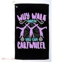 Funny Why Walk When You Can Cartwheel Golf Towel thumb 0