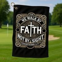 For We Walk Faith Not By Sight Christian Bible Verse Golf Towel thumb 1