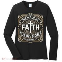 For We Walk Faith Not By Sight Christian Bible Verse Women's Long Sleeve Shirt thumb 0