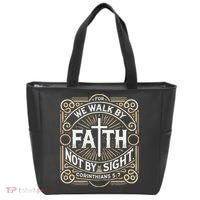 For We Walk Faith Not By Sight Christian Bible Verse Tote Bag thumb 0