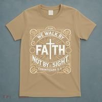 For We Walk Faith Not By Sight Christian Bible Verse T-Shirt thumb 5
