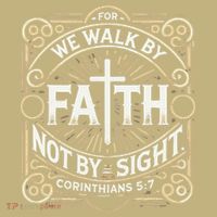 For We Walk Faith Not By Sight Christian Bible Verse Kids T-Shirt thumb 2