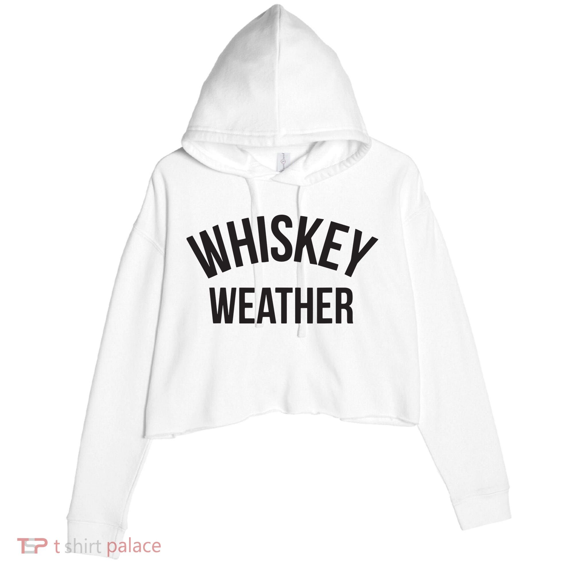 Funny Whiskey Weather Winter Holiday Crop Fleece Hoodie