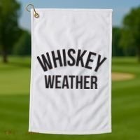 Funny Whiskey Weather Winter Holiday Golf Towel thumb 1