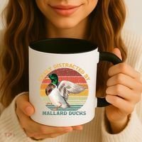 Funny Waterfowl Wild Birds Easily Distracted By Mallard Duck Coffee Mug thumb 3