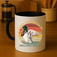 Funny Waterfowl Wild Birds Easily Distracted By Mallard Duck Coffee Mug thumb 4