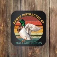 Funny Waterfowl Wild Birds Easily Distracted By Mallard Duck Coaster thumb 0