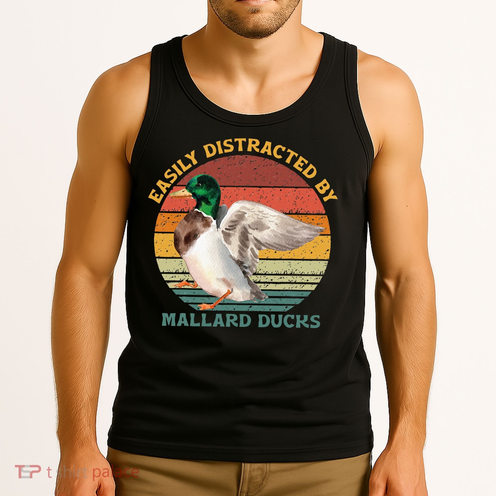 Funny Waterfowl Wild Birds Easily Distracted By Mallard Duck Tank Top