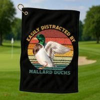 Funny Waterfowl Wild Birds Easily Distracted By Mallard Duck Golf Towel thumb 1