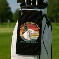Funny Waterfowl Wild Birds Easily Distracted By Mallard Duck Golf Towel thumb 2
