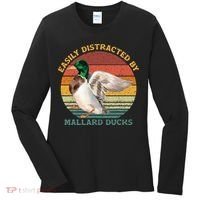 Funny Waterfowl Wild Birds Easily Distracted By Mallard Duck Women's Long Sleeve Shirt thumb 0