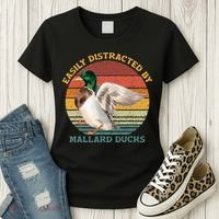 Funny Waterfowl Wild Birds Easily Distracted By Mallard Duck Women's T-Shirt thumb 3
