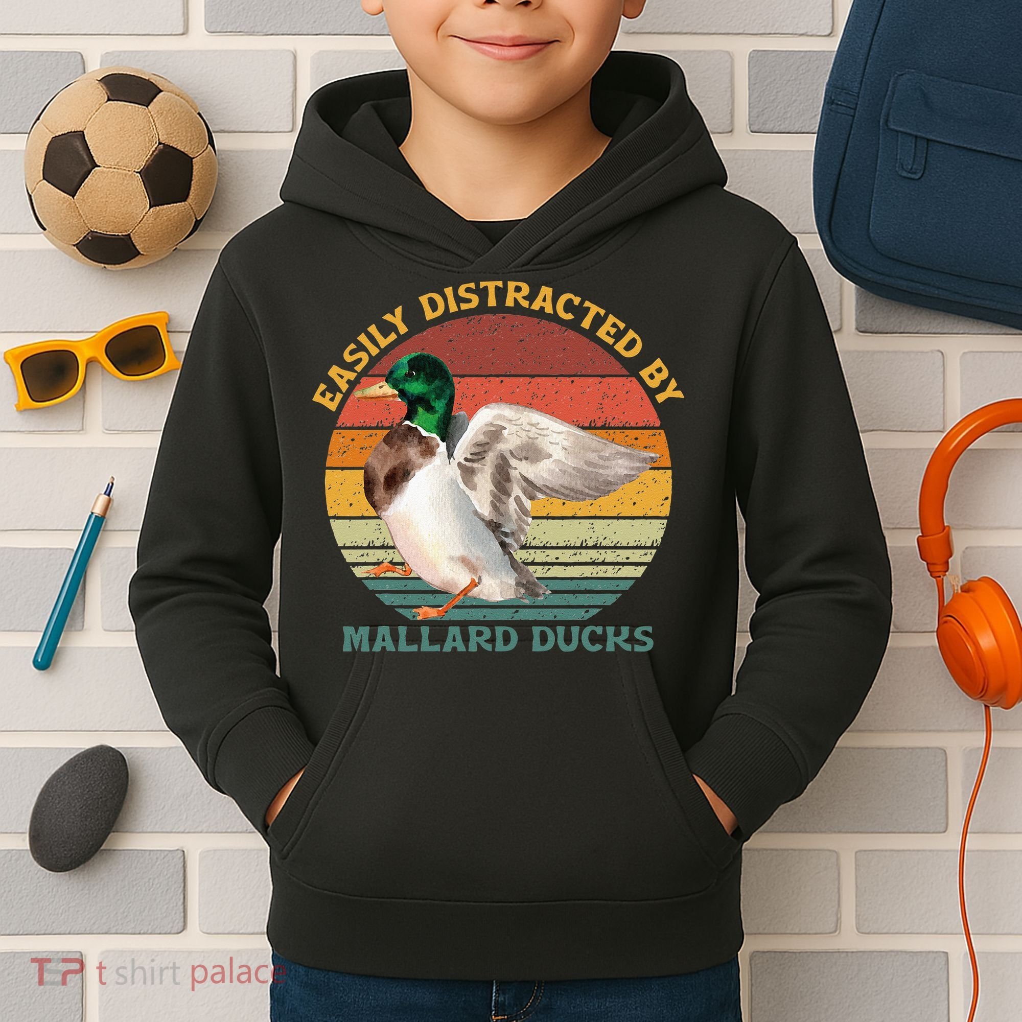 Funny Waterfowl Wild Birds Easily Distracted By Mallard Duck Kids Hoodie
