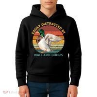 Funny Waterfowl Wild Birds Easily Distracted By Mallard Duck Kids Hoodie thumb 4