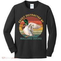 Funny Waterfowl Wild Birds Easily Distracted By Mallard Duck Kids Long Sleeve Shirt thumb 0
