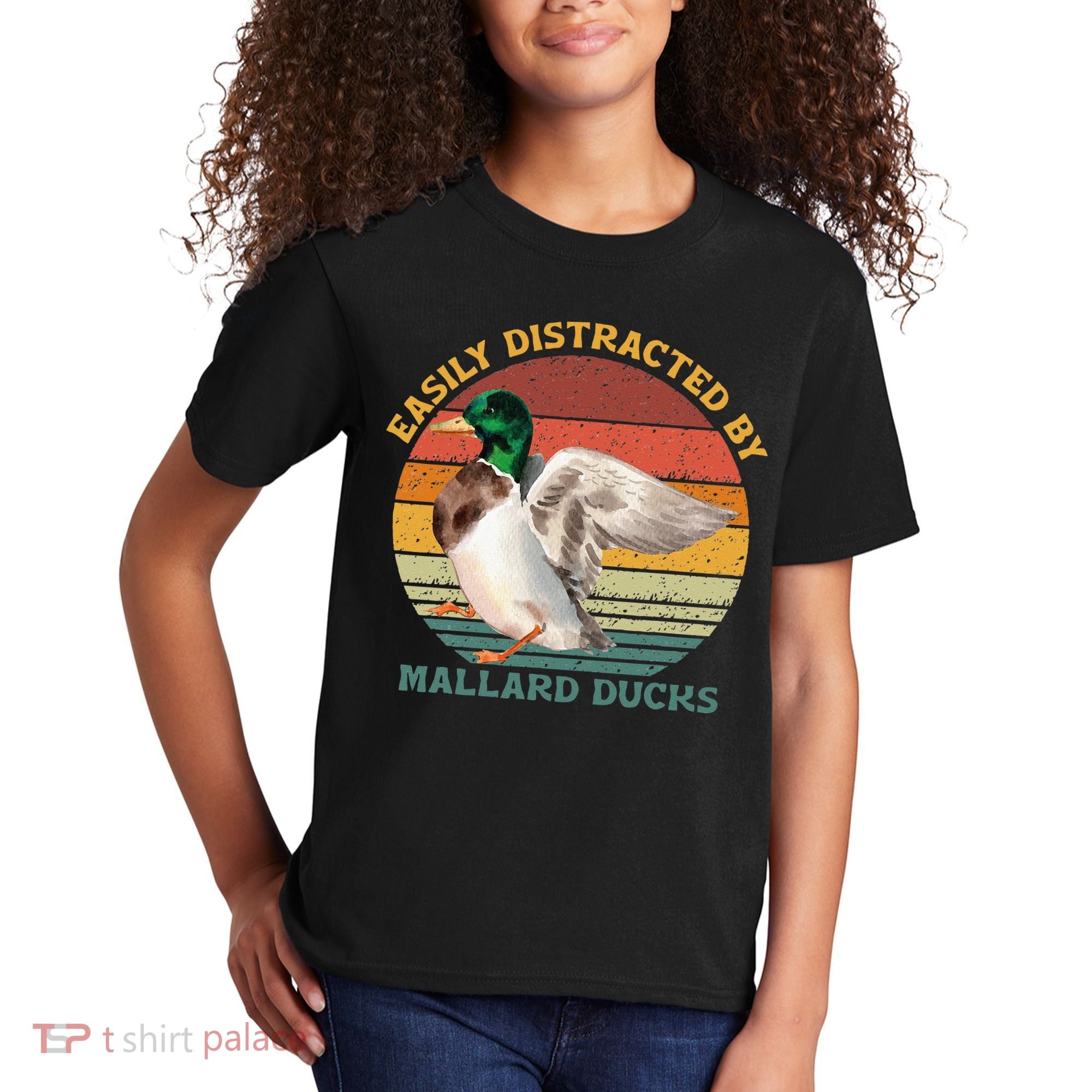 Funny Waterfowl Wild Birds Easily Distracted By Mallard Duck Kids T-Shirt