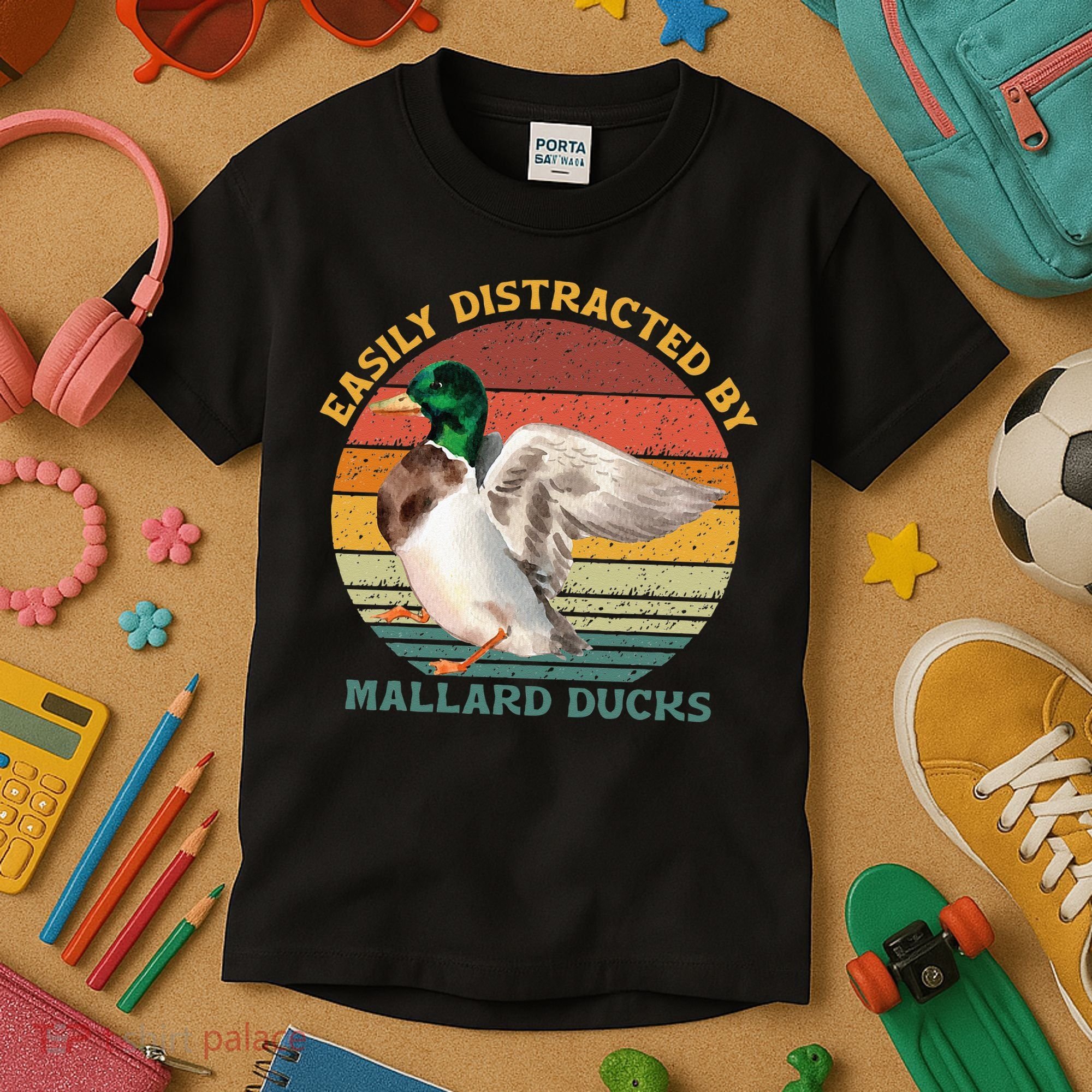 Funny Waterfowl Wild Birds Easily Distracted By Mallard Duck Kids T-Shirt
