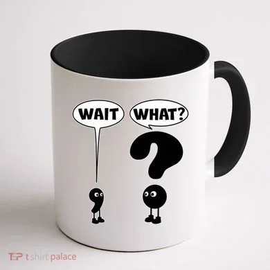 Funny Wait What Comma Question Mark Comic Coffee Mug back