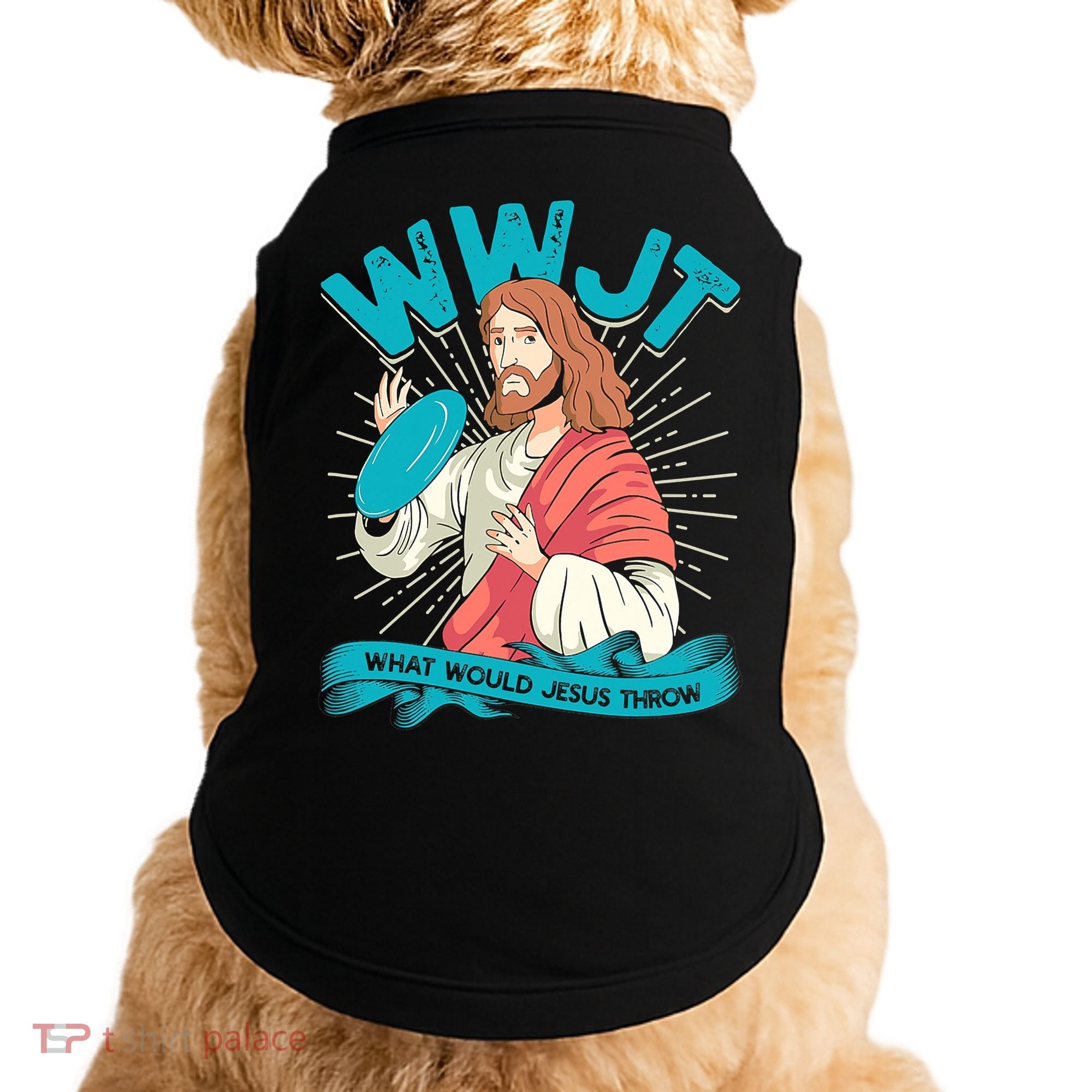 Funny WWJT What Would Jesus Throw Frisbee Disc Golf Sport Doggie Tank