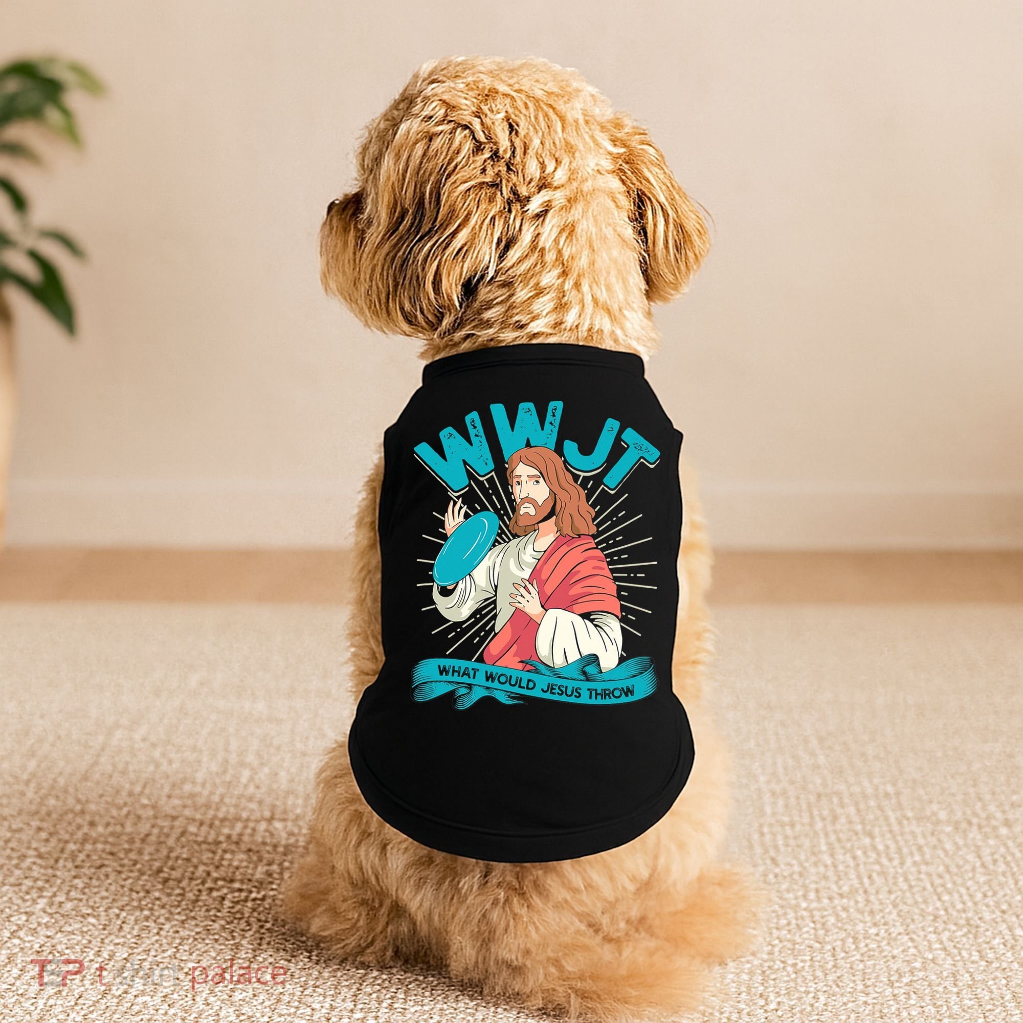 Funny WWJT What Would Jesus Throw Frisbee Disc Golf Sport Doggie Tank