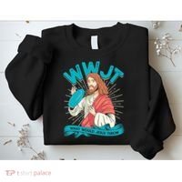 Funny WWJT What Would Jesus Throw Frisbee Disc Golf Sport Sweatshirt thumb 2