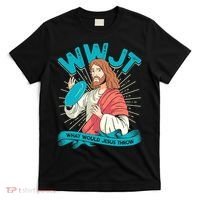 Funny WWJT What Would Jesus Throw Frisbee Disc Golf Sport T-Shirt thumb 0