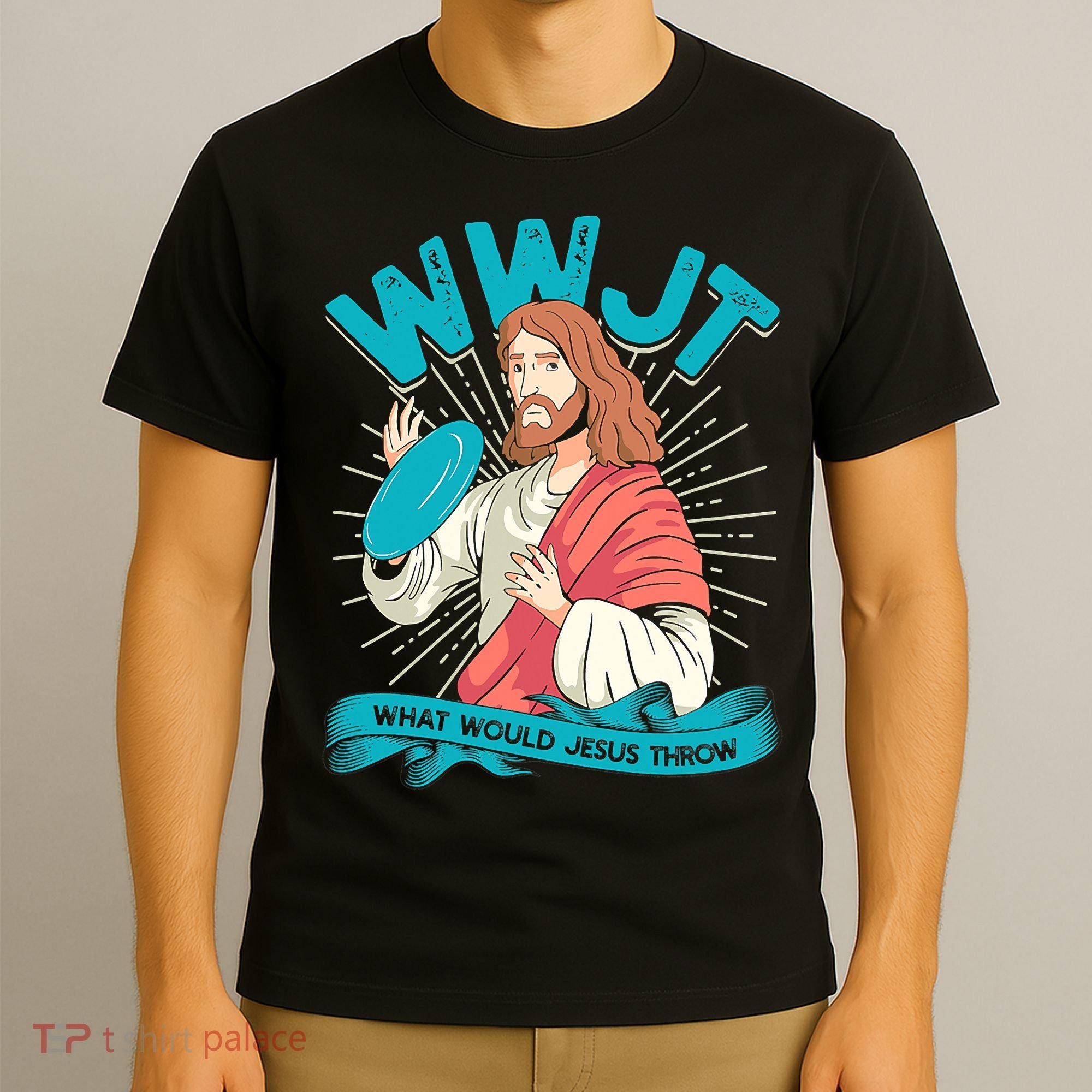 Funny WWJT What Would Jesus Throw Frisbee Disc Golf Sport T-Shirt
