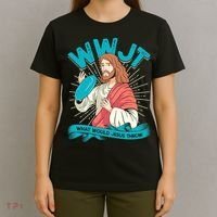 Funny WWJT What Would Jesus Throw Frisbee Disc Golf Sport T-Shirt thumb 4