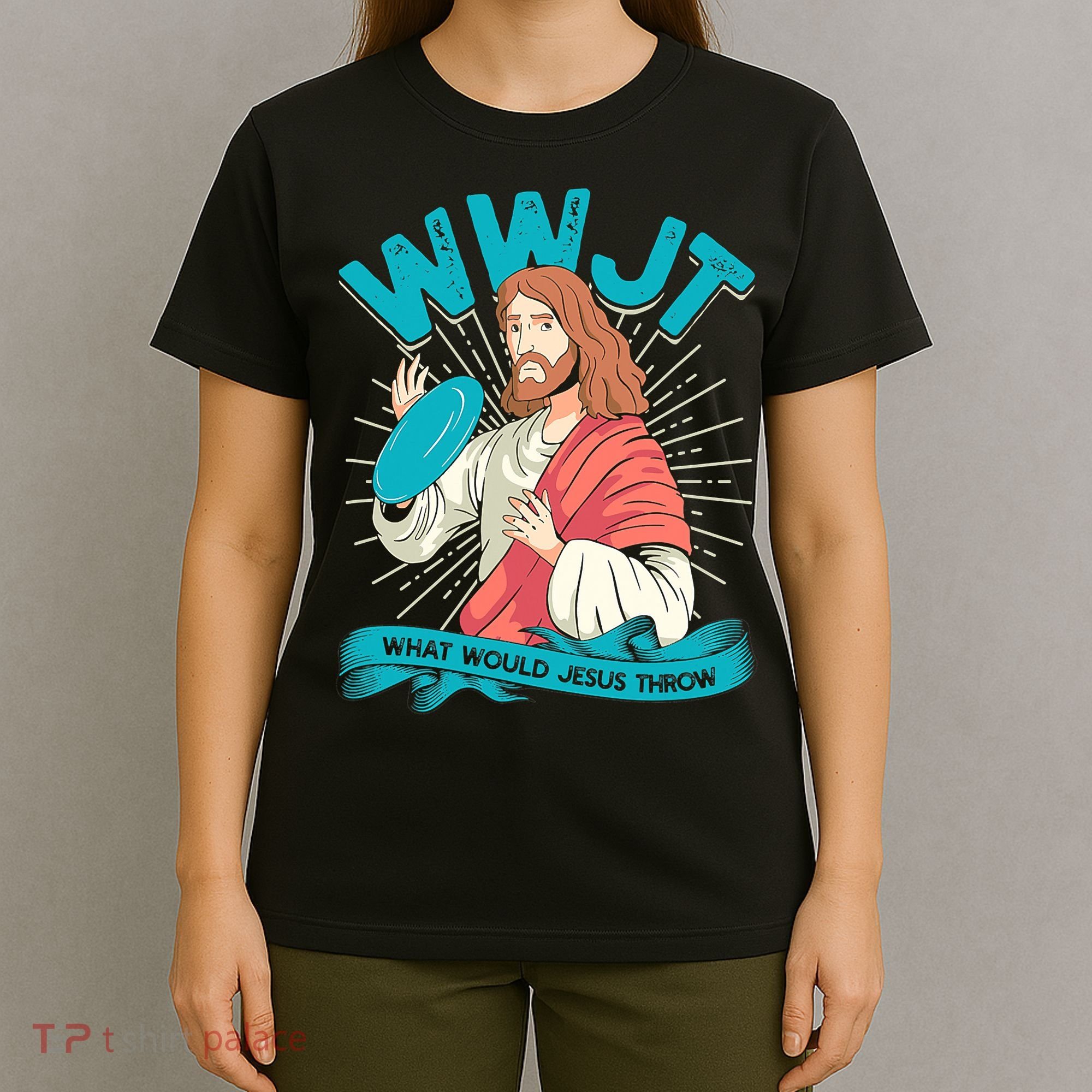 Funny WWJT What Would Jesus Throw Frisbee Disc Golf Sport T-Shirt