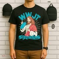 Funny WWJT What Would Jesus Throw Frisbee Disc Golf Sport T-Shirt thumb 6