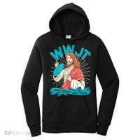 Funny WWJT What Would Jesus Throw Frisbee Disc Golf Sport Women's Hoodie thumb 0