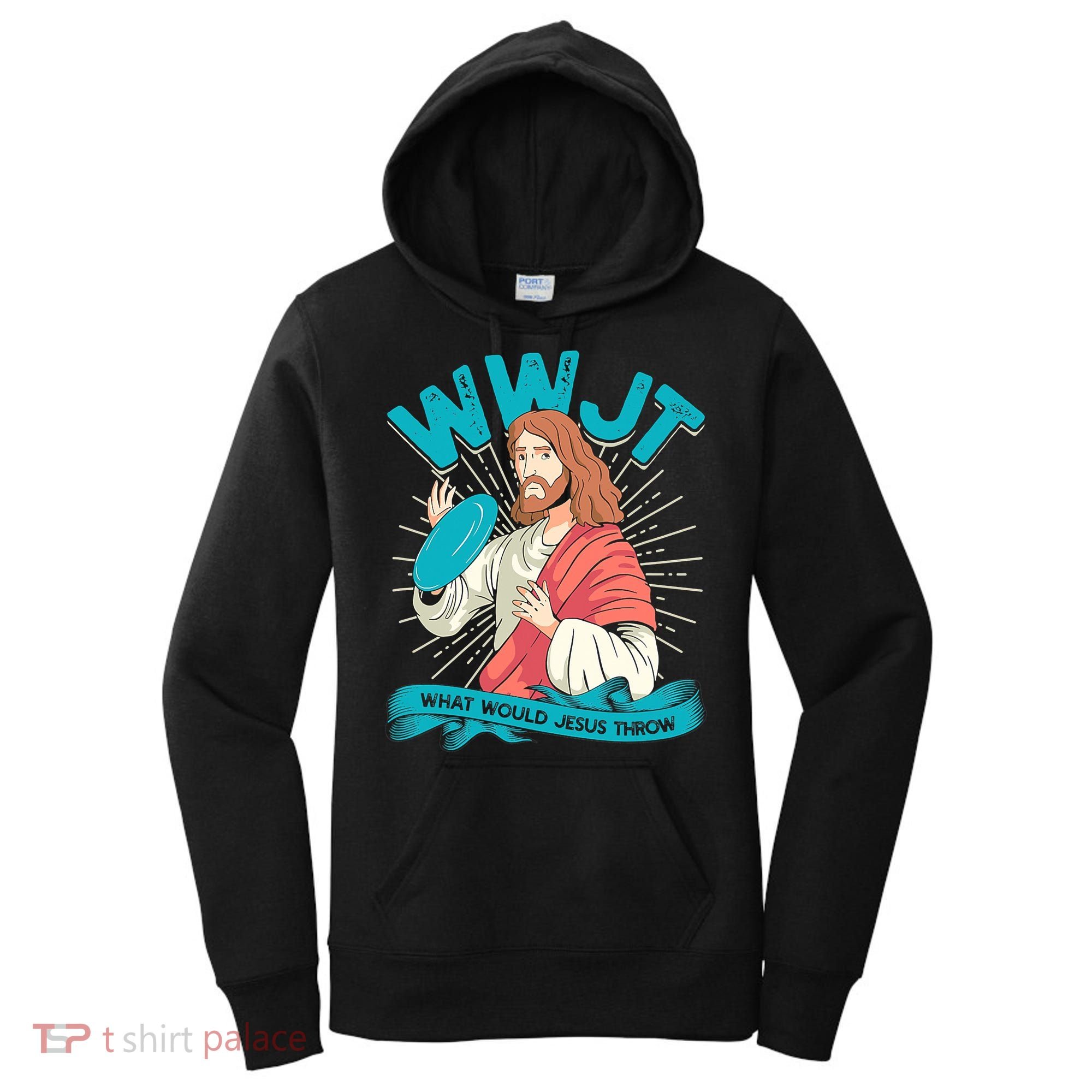 Funny WWJT What Would Jesus Throw Frisbee Disc Golf Sport Women's Hoodie