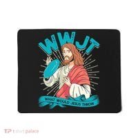 Funny WWJT What Would Jesus Throw Frisbee Disc Golf Sport Mousepad thumb 0