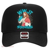 Funny WWJT What Would Jesus Throw Frisbee Disc Golf Sport Hat thumb 0