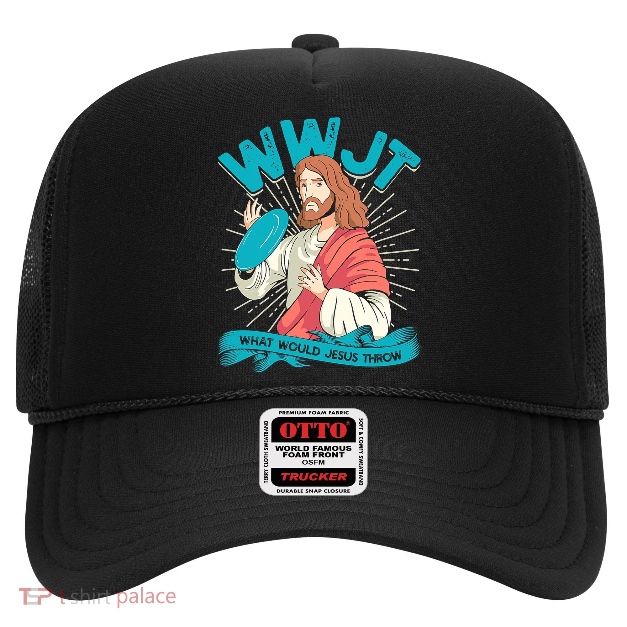 Funny WWJT What Would Jesus Throw Frisbee Disc Golf Sport Hat