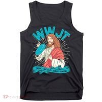 Funny WWJT What Would Jesus Throw Frisbee Disc Golf Sport Tank Top thumb 0