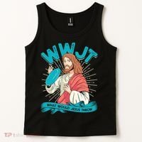 Funny WWJT What Would Jesus Throw Frisbee Disc Golf Sport Tank Top thumb 2