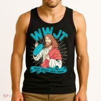 Funny WWJT What Would Jesus Throw Frisbee Disc Golf Sport Tank Top thumb 3
