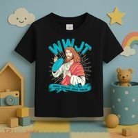 Funny WWJT What Would Jesus Throw Frisbee Disc Golf Sport Toddler T-Shirt thumb 3