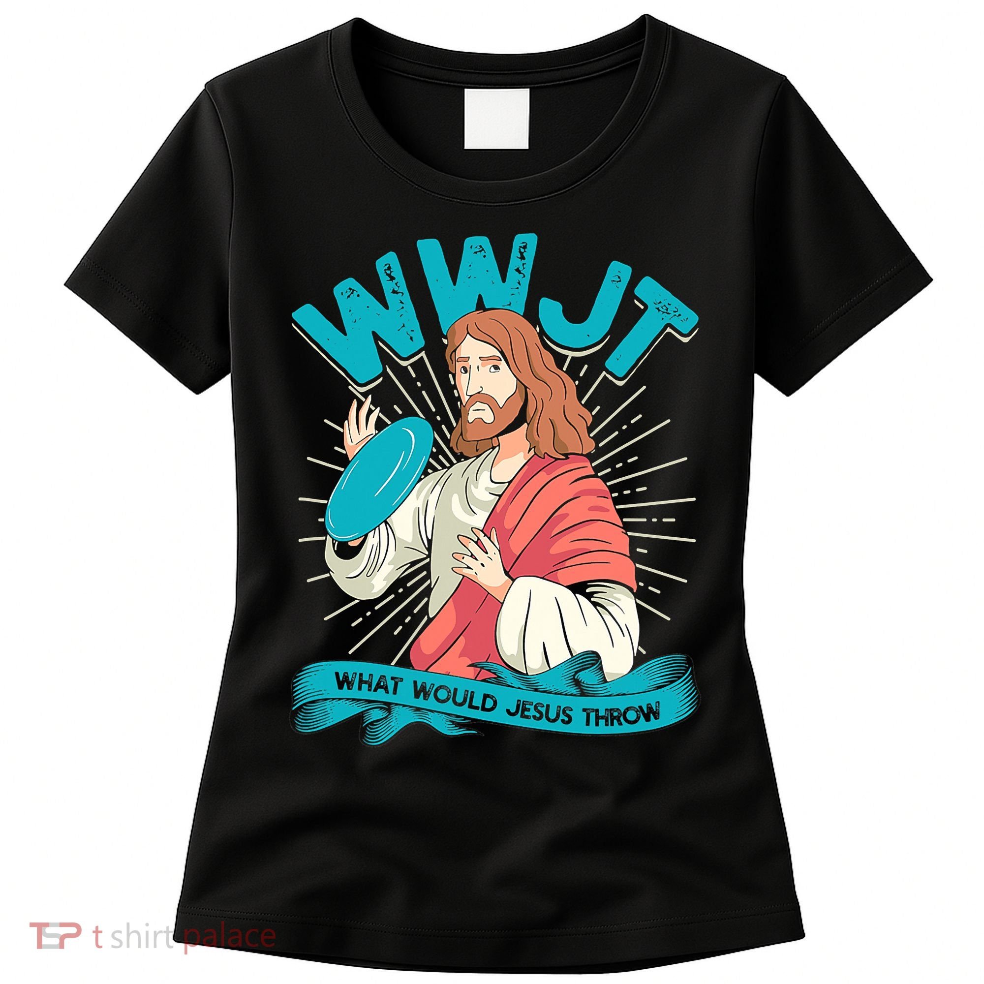 Funny WWJT What Would Jesus Throw Frisbee Disc Golf Sport Women's T-Shirt