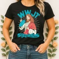 Funny WWJT What Would Jesus Throw Frisbee Disc Golf Sport Women's T-Shirt thumb 2