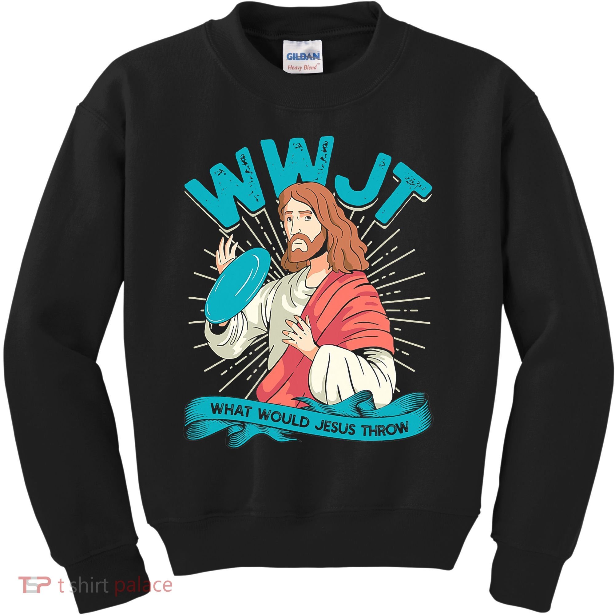 Funny WWJT What Would Jesus Throw Frisbee Disc Golf Sport Kids Sweatshirt