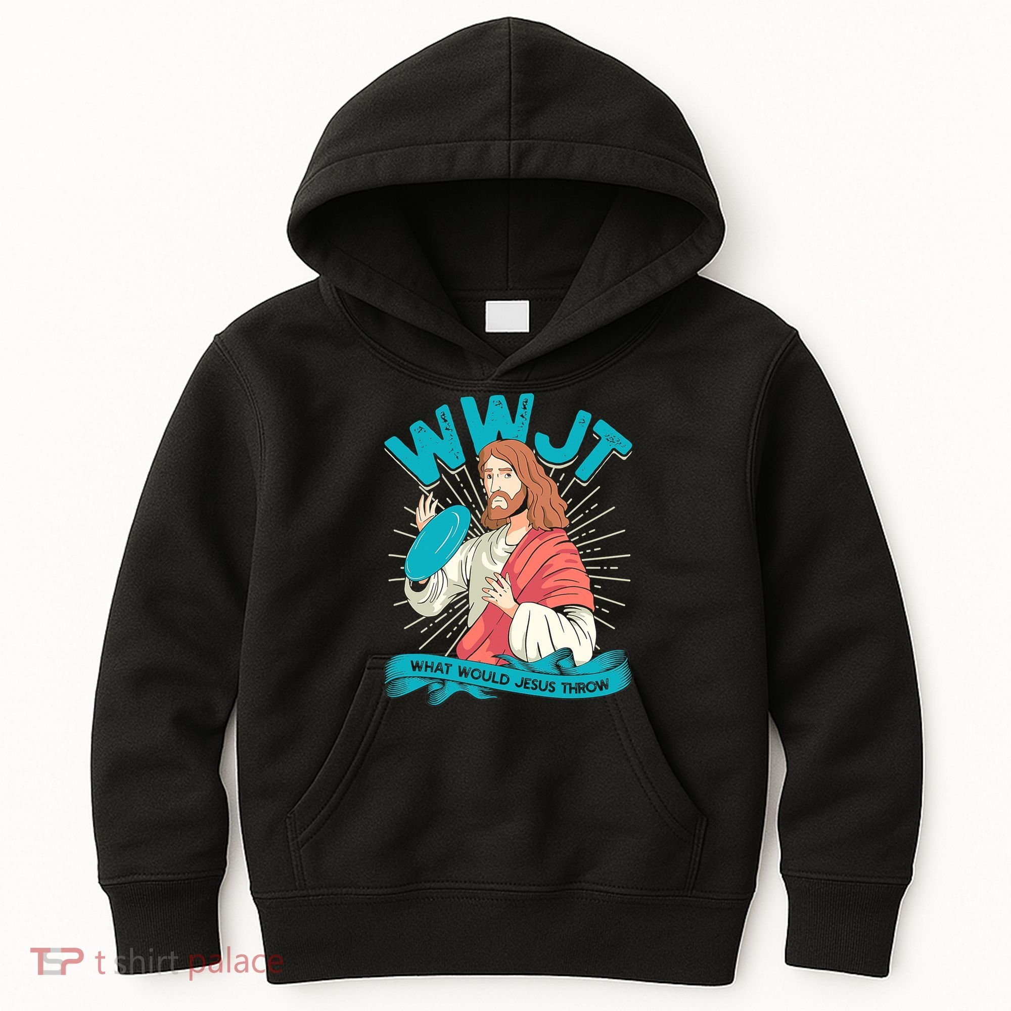 Funny WWJT What Would Jesus Throw Frisbee Disc Golf Sport Kids Hoodie