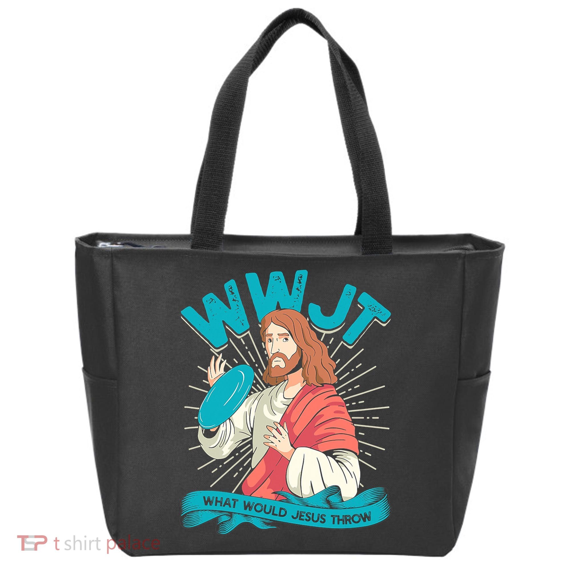 Funny WWJT What Would Jesus Throw Frisbee Disc Golf Sport Tote Bag